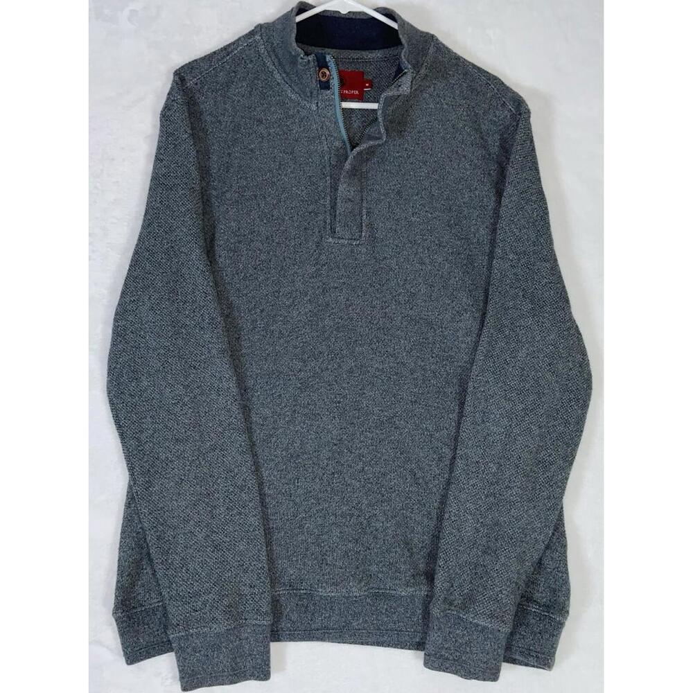 Southern Proper Pullover Fleece Sweater Gray 1/4 Zip Mens Size Medium Business M